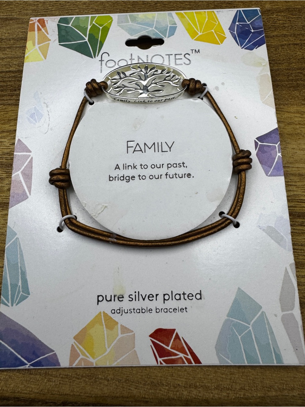 FootNotes Family Tree Silver-Plated Cord Bracelet